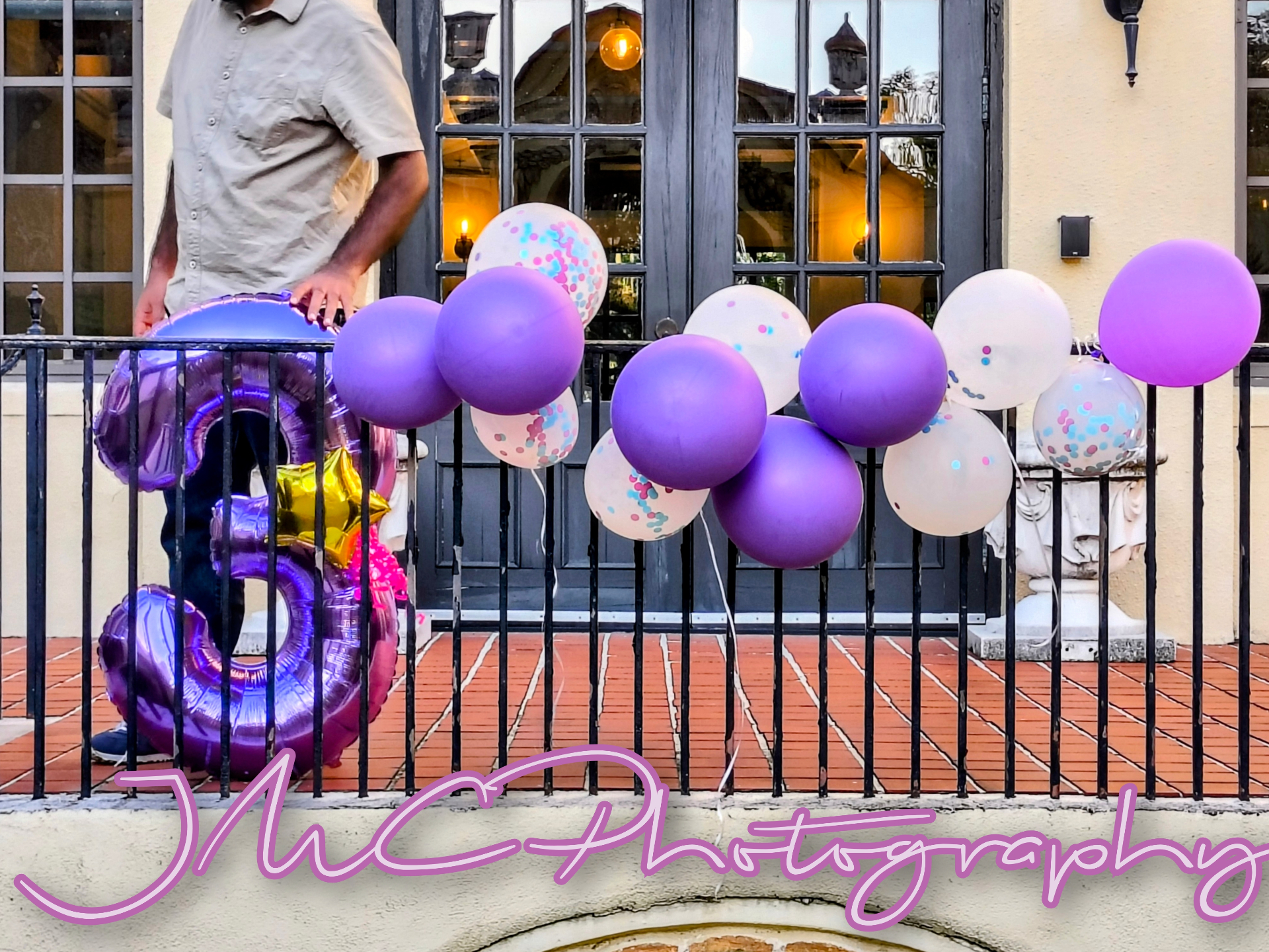 Third birthday celebration with balloons